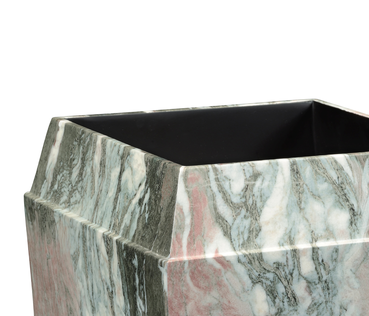 Large Square Faux Black & Grey Marble Planter