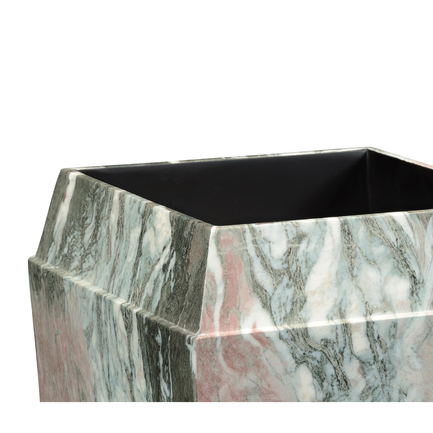 Large Square Faux Black & Grey Marble Planter