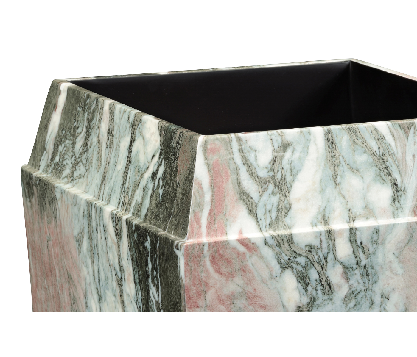 Large Square Faux Black & Grey Marble Planter