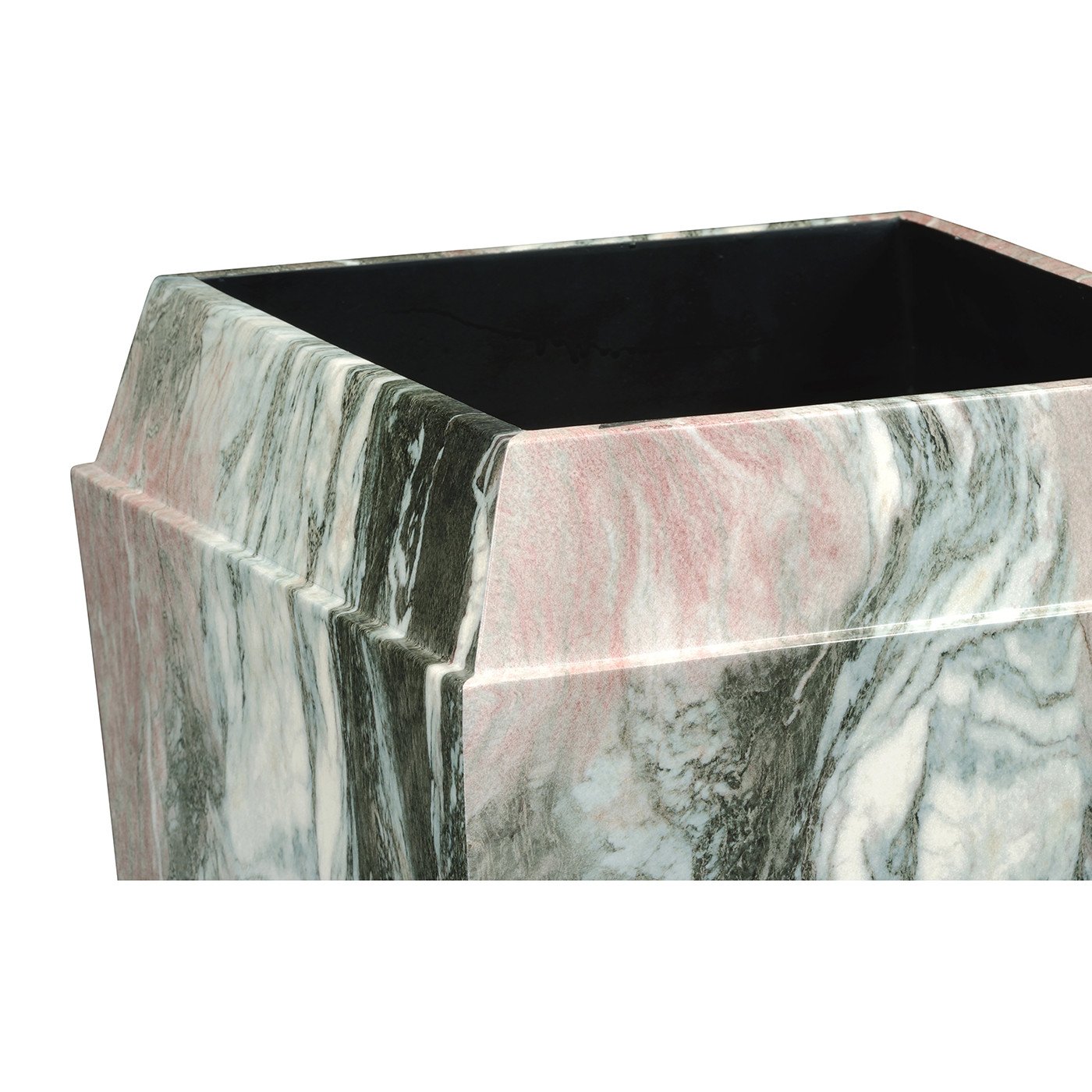 Medium Square Faux Black & Grey Marble Planter