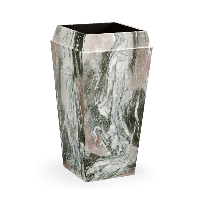 Medium Square Faux Black & Grey Marble Planter