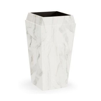 Medium Square Faux White & Grey Marble Planter