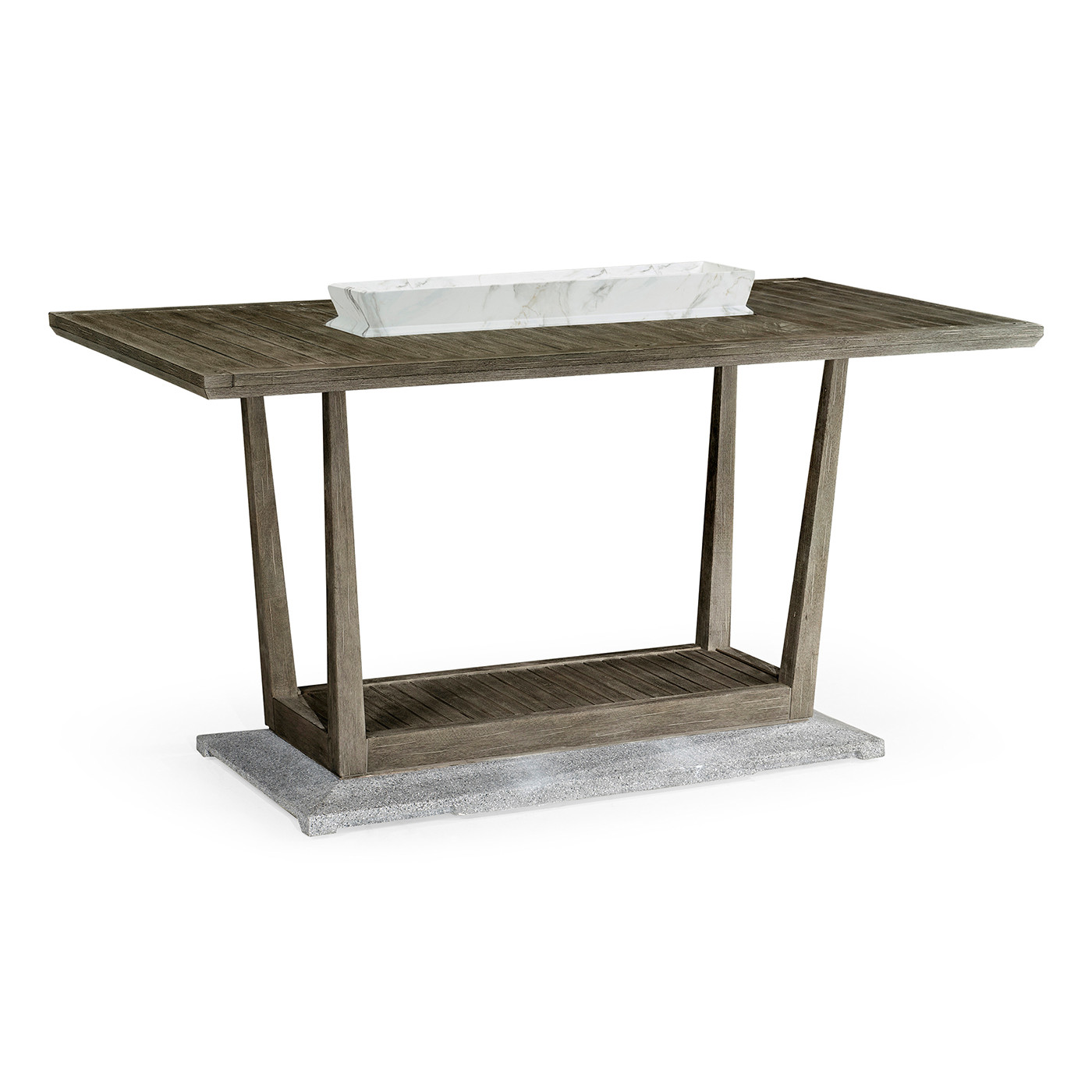 Rectangular Grey Bar Table with Marble Tray in Centre 40