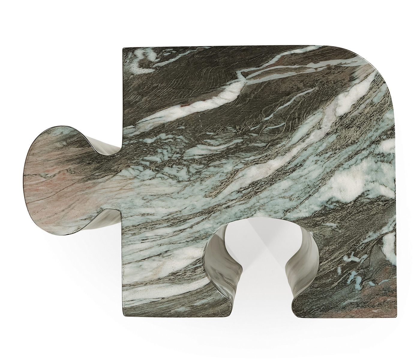 Faux Black & Grey Marble Puzzle Piece Side Table