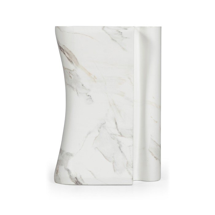 Faux White & Grey Marble Puzzle Piece Side Table