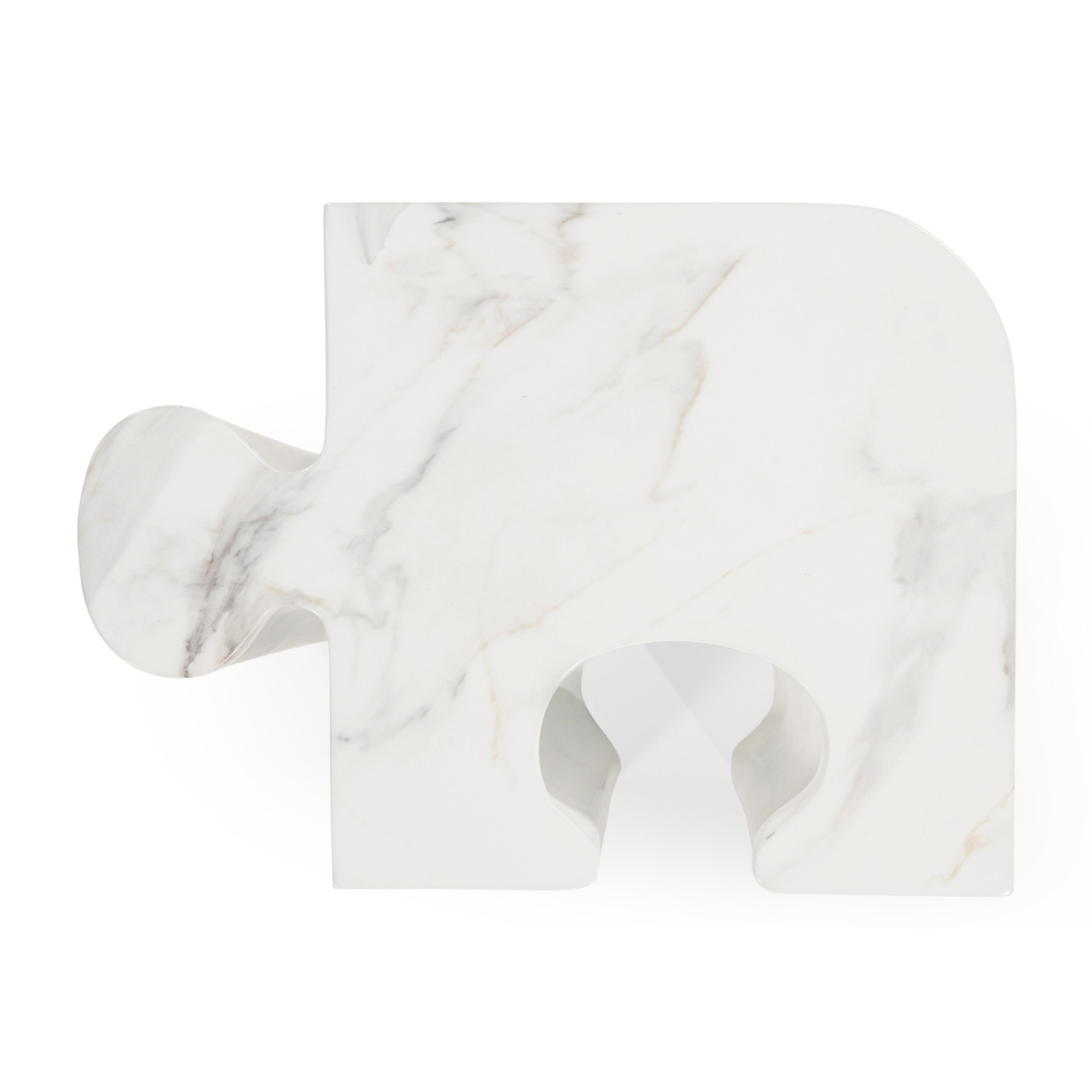 Faux White & Grey Marble Puzzle Piece Side Table