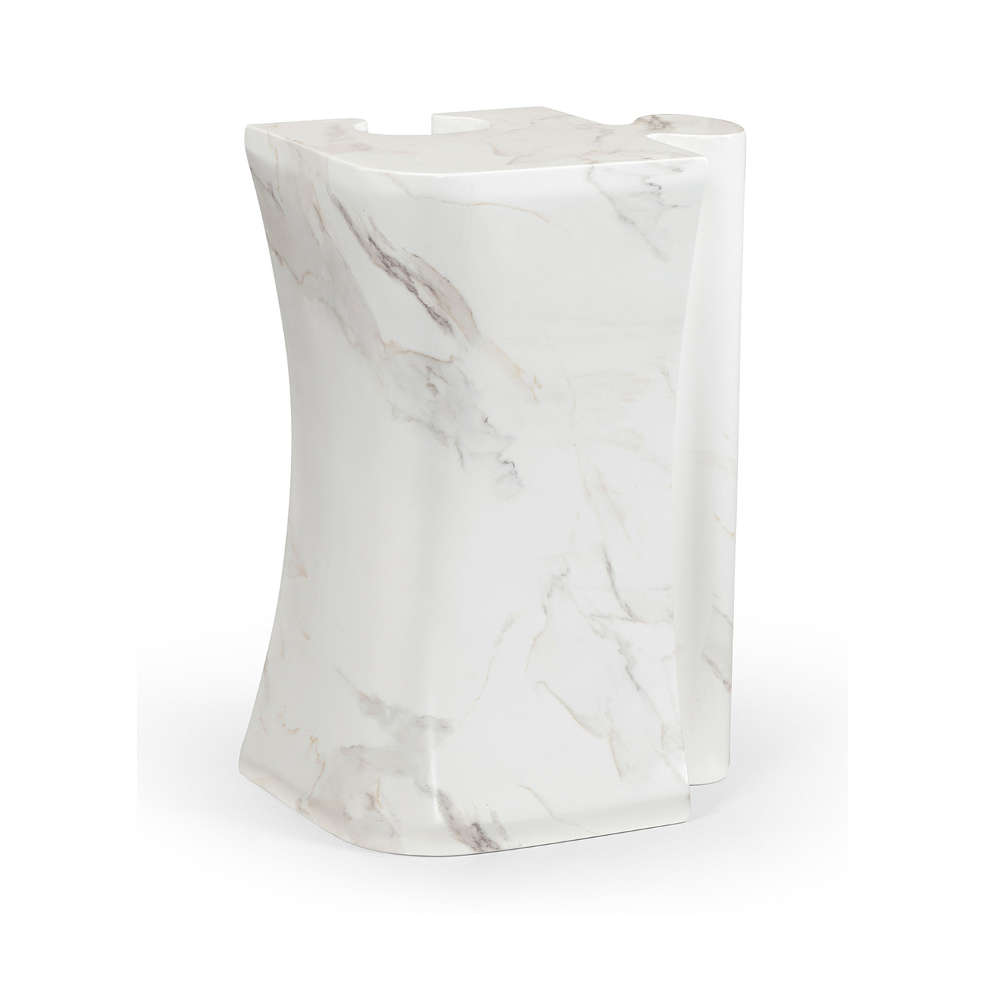 Faux White & Grey Marble Puzzle Piece Side Table