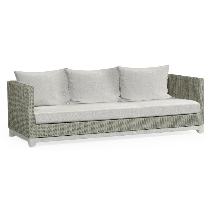 Cloudy Grey & Light Grey Rattan Three-Seat Sofa