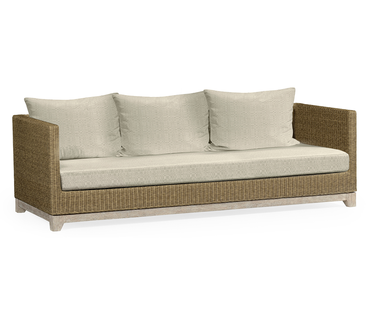 Navajo Sand & Light Natural Rattan Three-Seat Sofa
