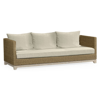 Navajo Sand & Light Natural Rattan Three-Seat Sofa