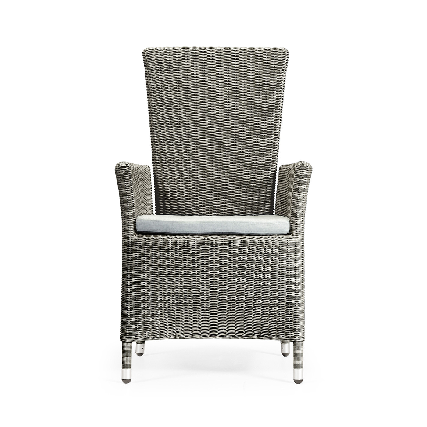 Grey Wicker Rattan Dining Chair with Reclining Back