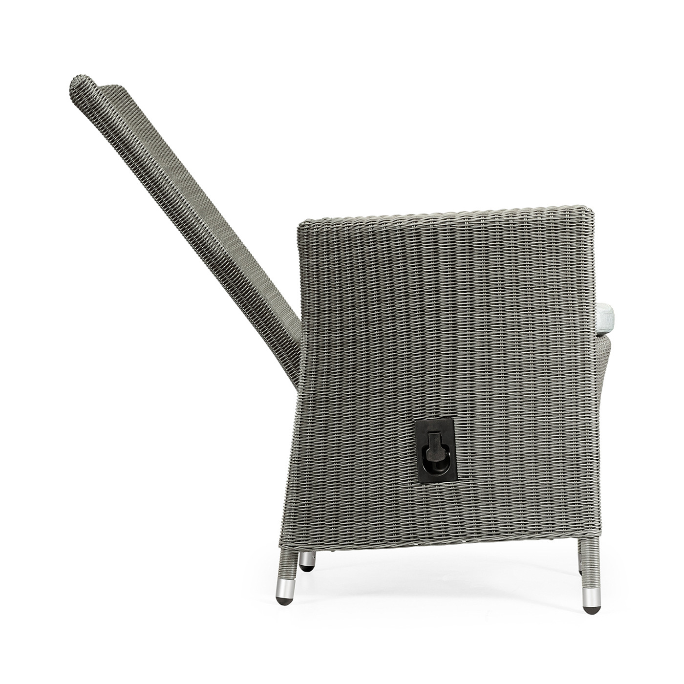 Grey Wicker Rattan Dining Chair with Reclining Back