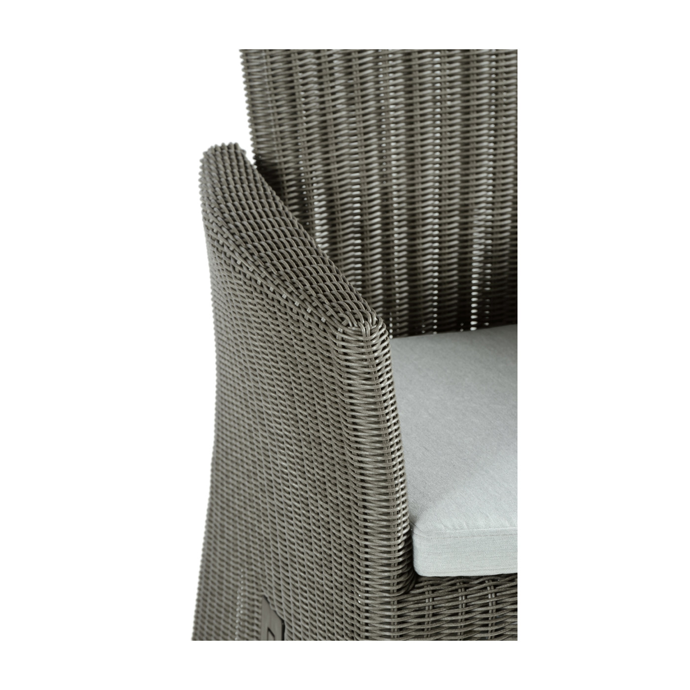 Grey Wicker Rattan Dining Chair with Reclining Back