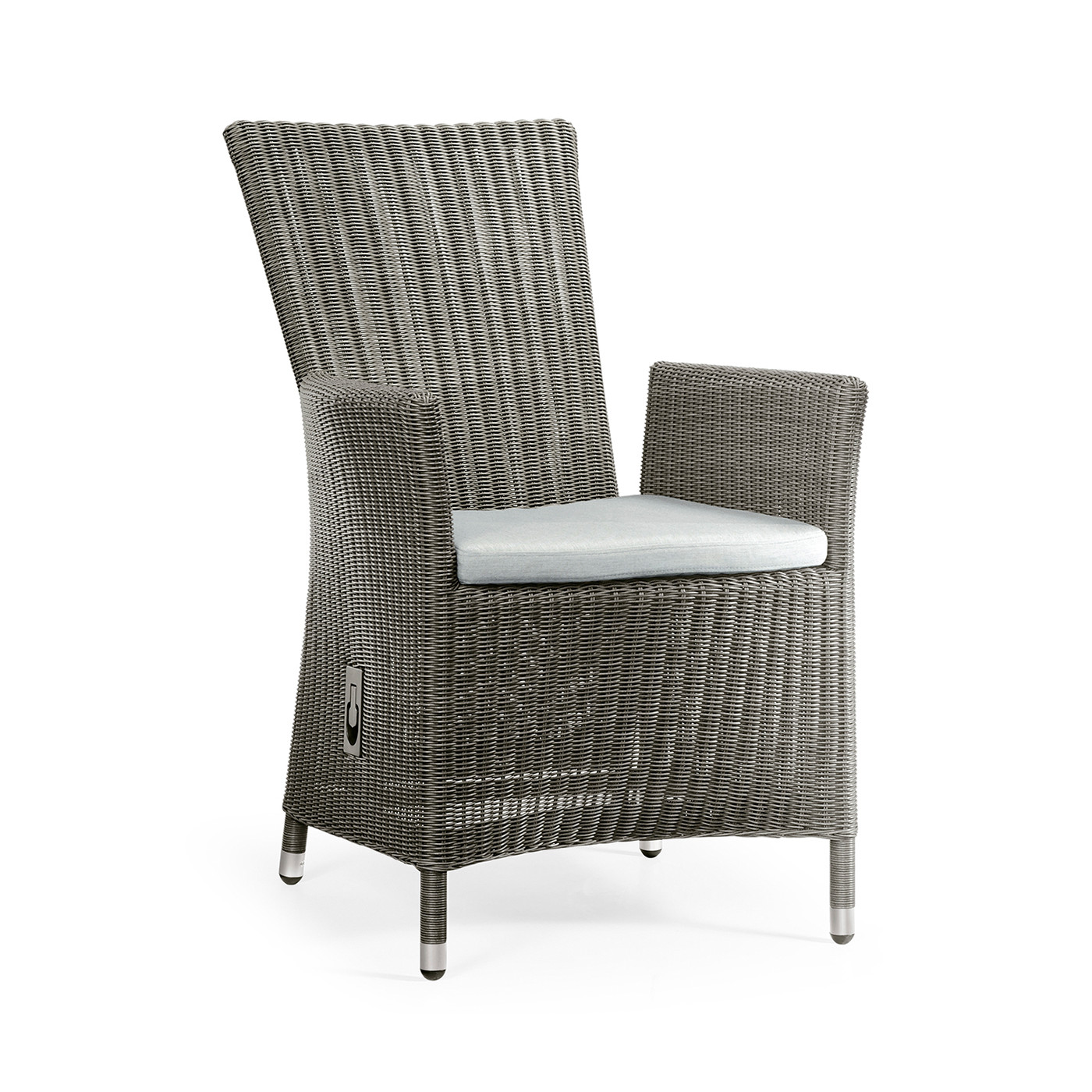 Grey Wicker Rattan Dining Chair with Reclining Back