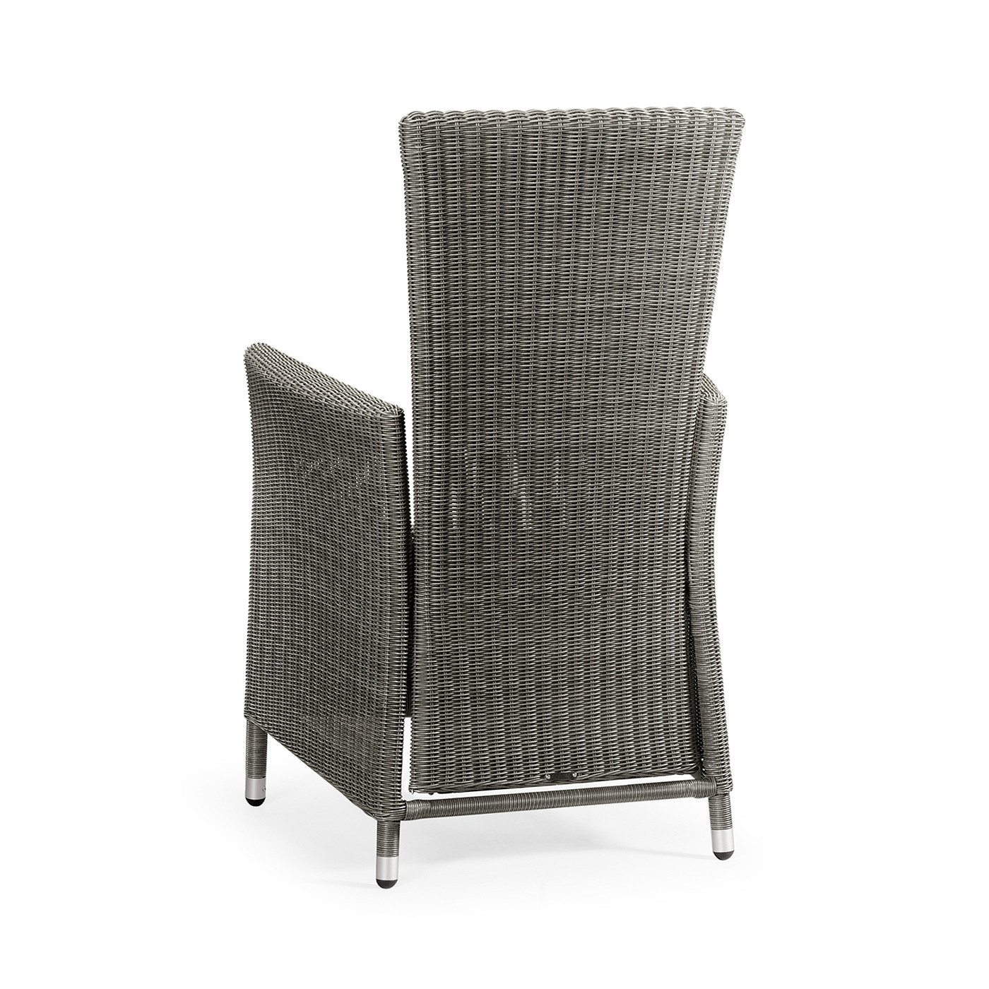 Grey Wicker Rattan Dining Chair with Reclining Back