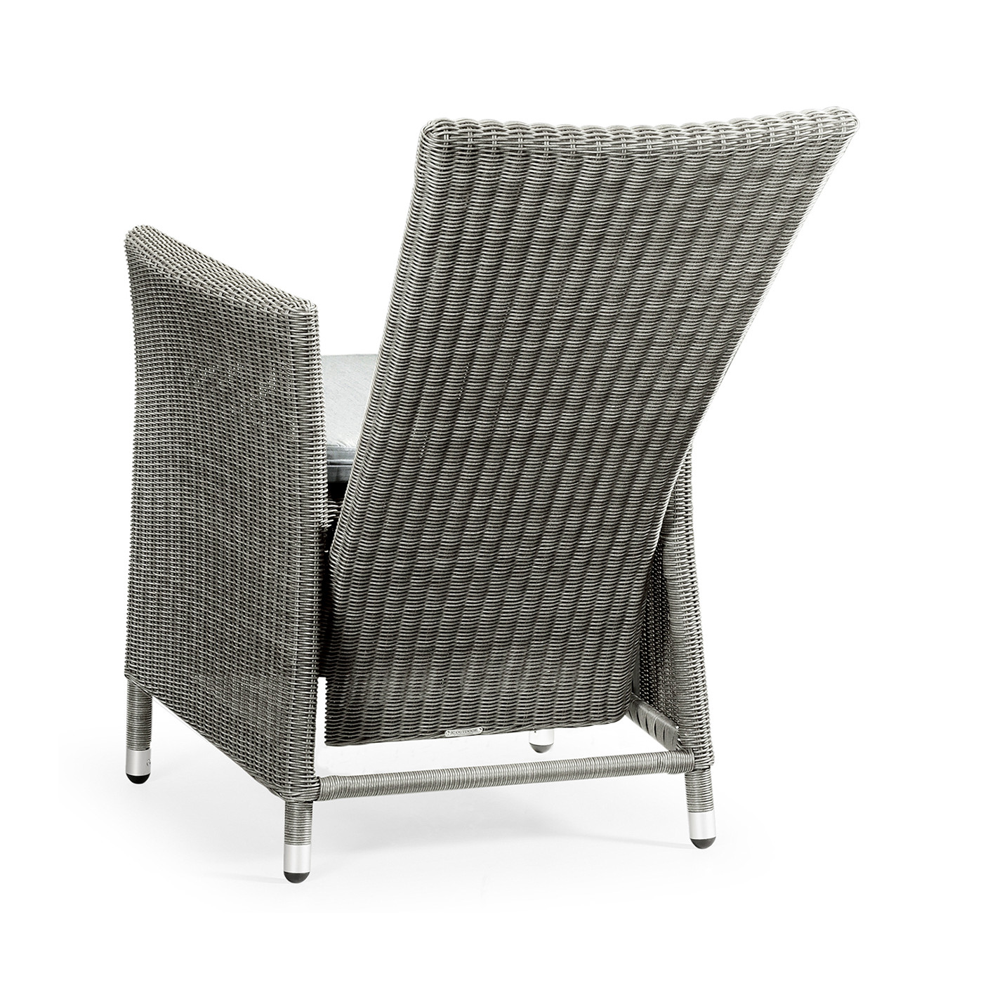 Grey Wicker Rattan Dining Chair with Reclining Back
