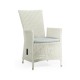 White Wicker Rattan Dining Chair with Reclining Back