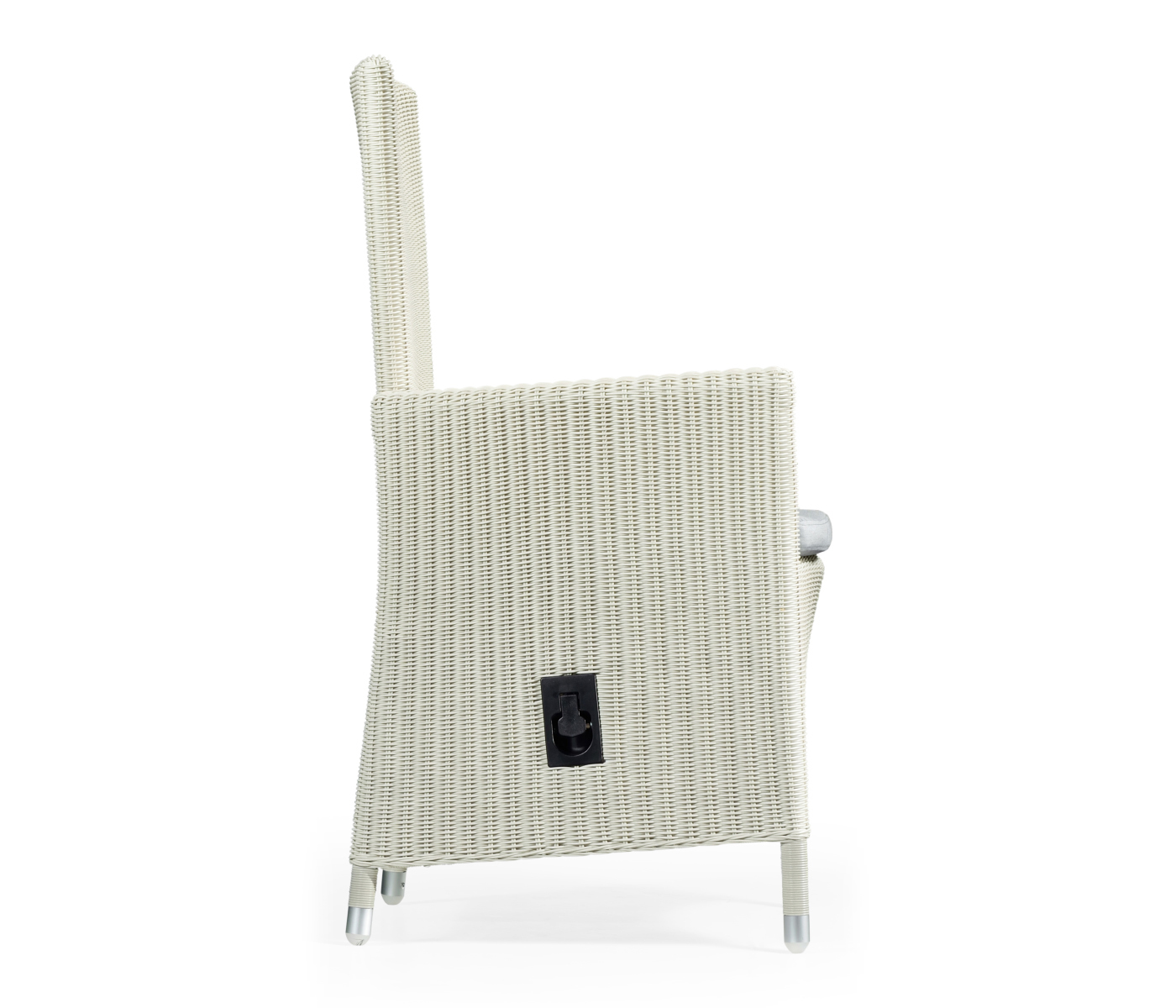 White Wicker Rattan Dining Chair with Reclining Back