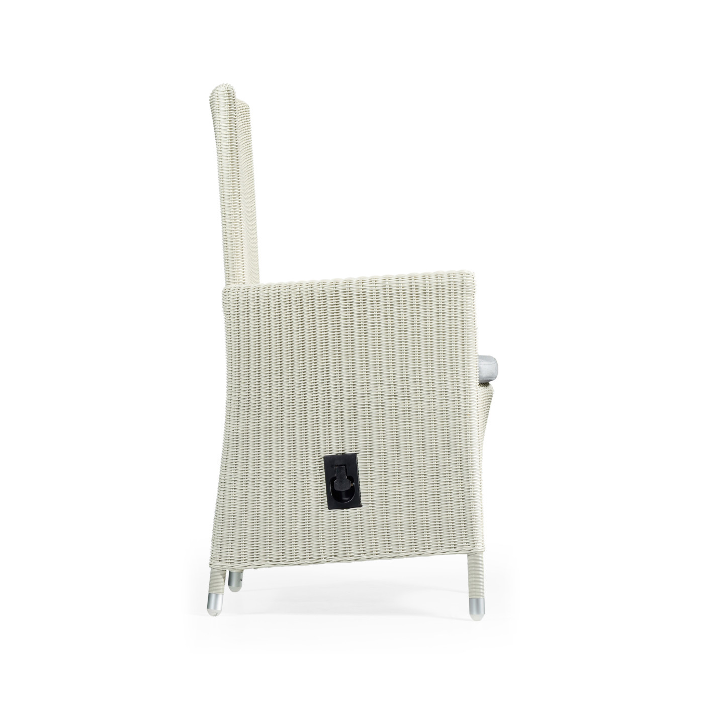 White Wicker Rattan Dining Chair with Reclining Back