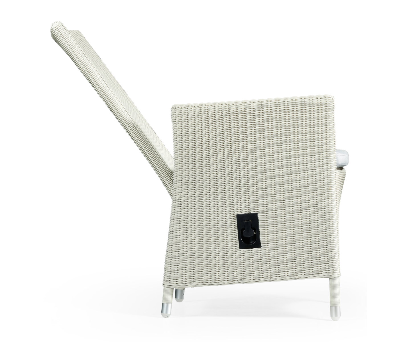 White Wicker Rattan Dining Chair with Reclining Back