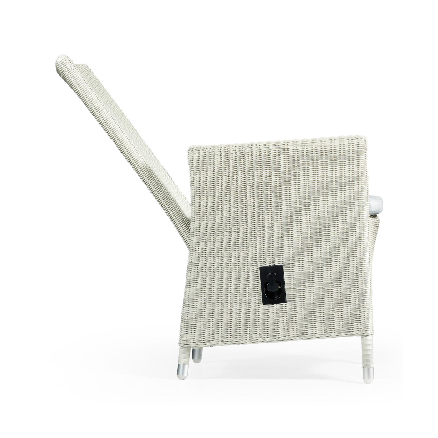 White Wicker Rattan Dining Chair with Reclining Back