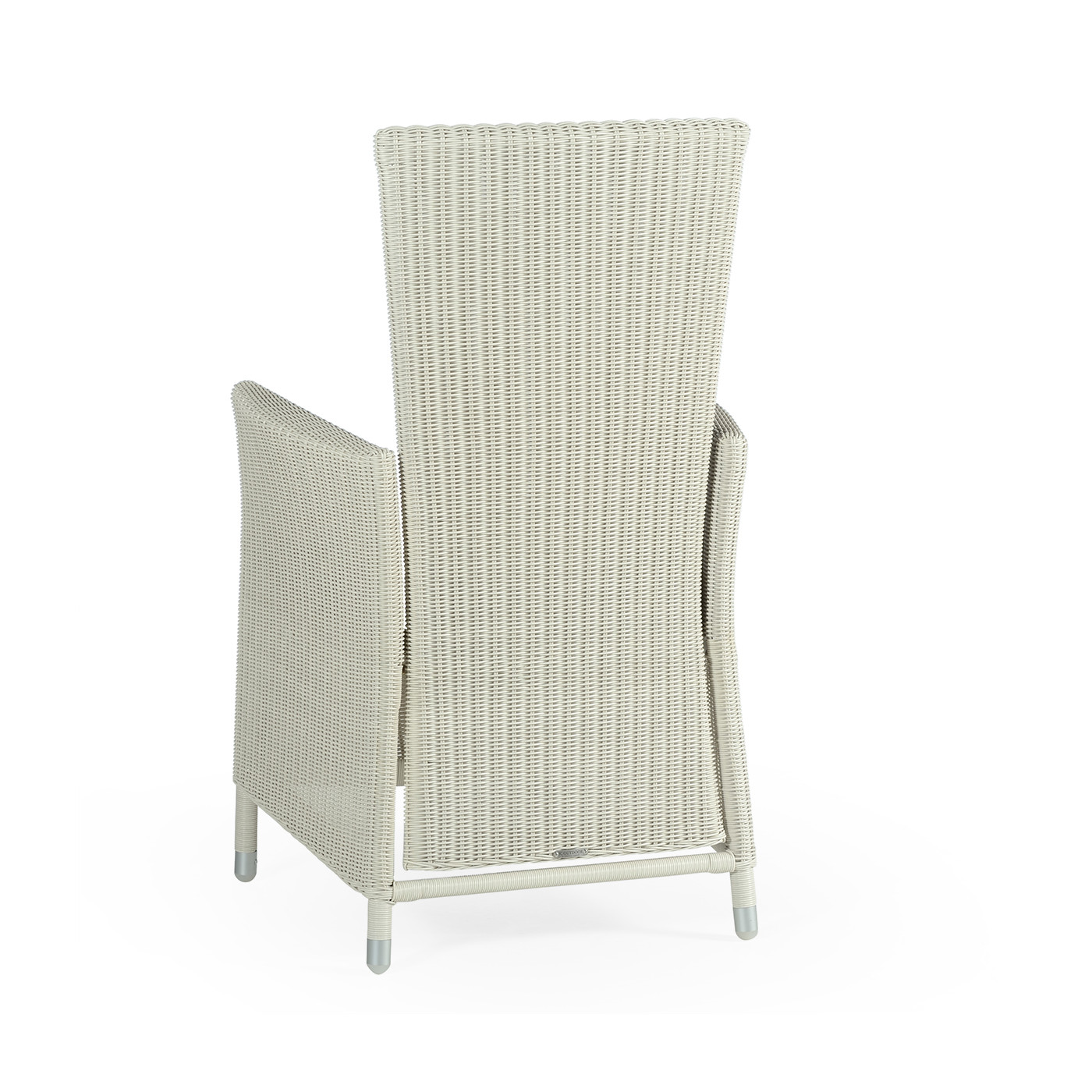 White Wicker Rattan Dining Chair with Reclining Back