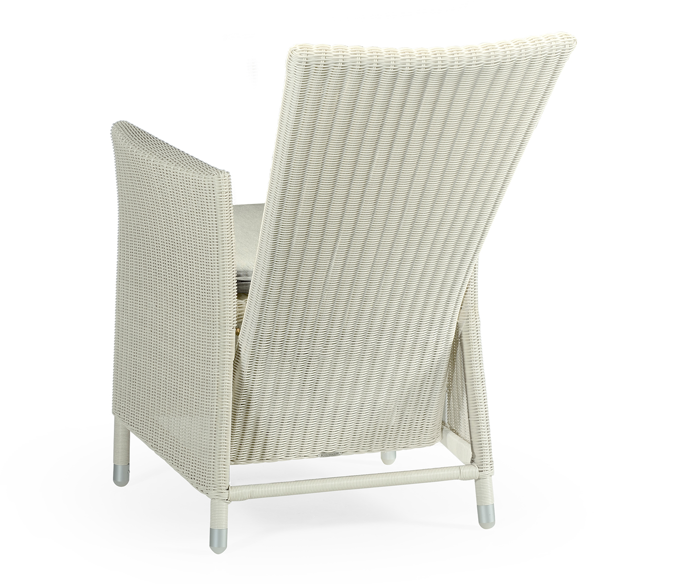 White Wicker Rattan Dining Chair with Reclining Back