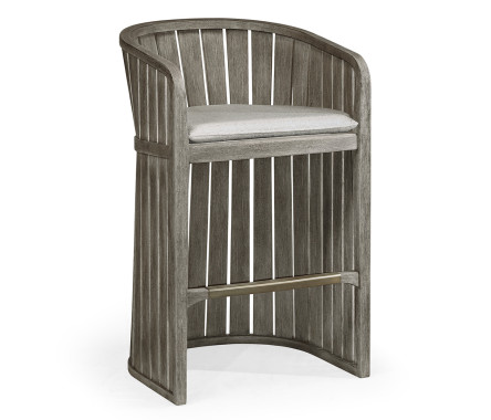 Slatted Grey Tub Bar Stool