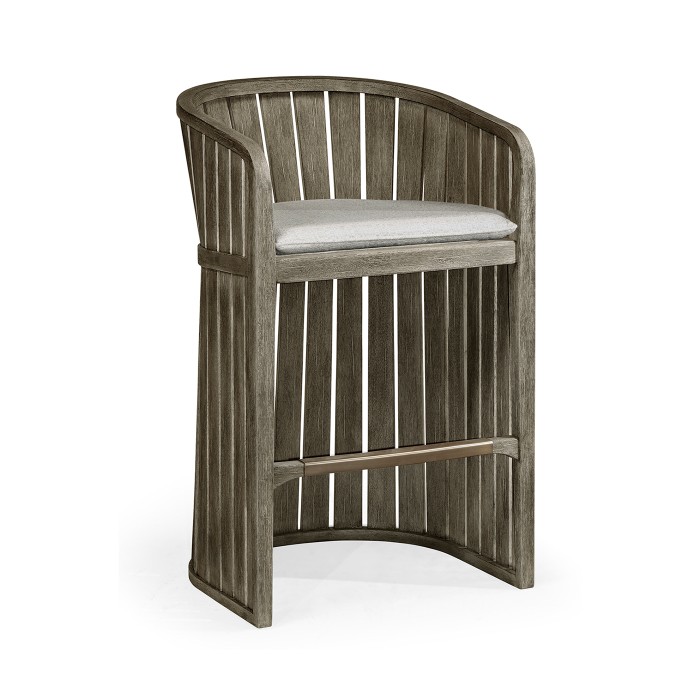 Slatted Grey Tub Bar Stool