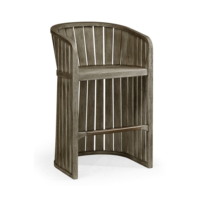 Slatted Grey Tub Bar Stool