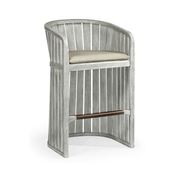 Slatted Cloudy Grey Tub Bar Stool