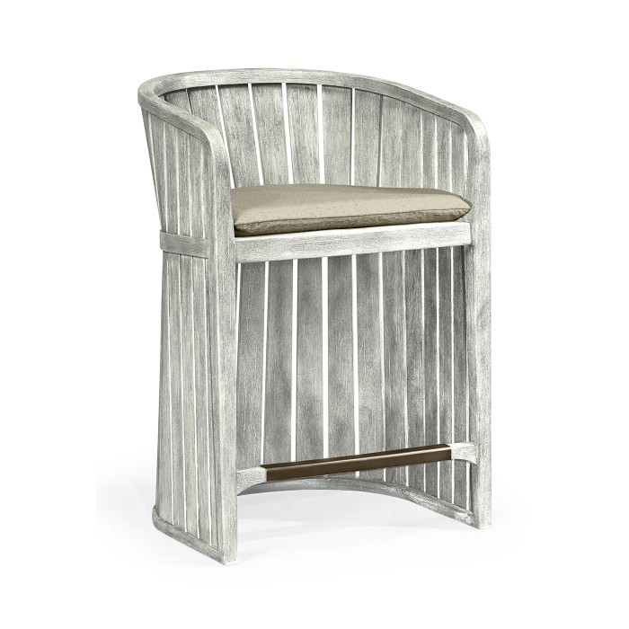 Slatted Cloudy Grey Tub Counter Stool